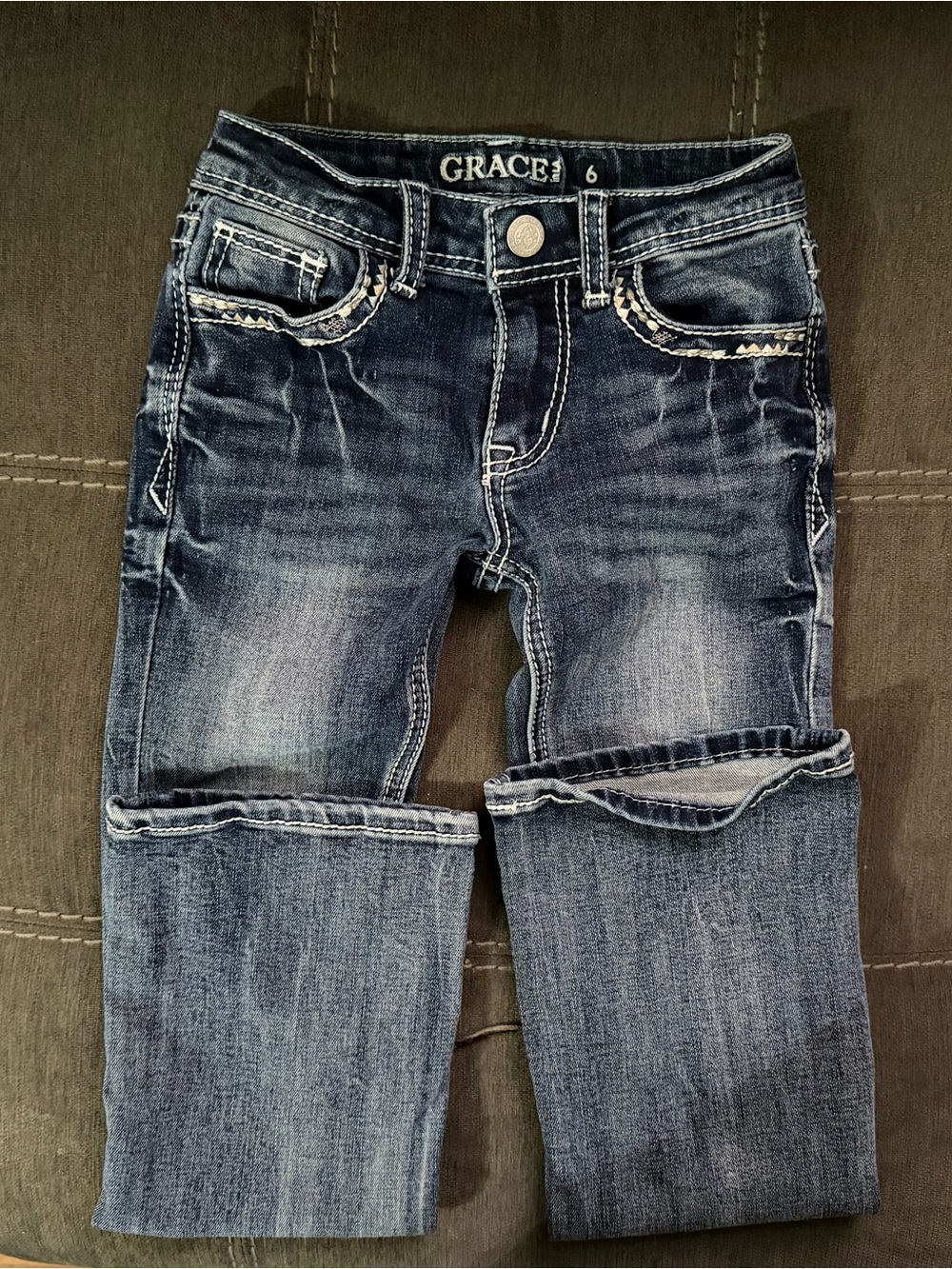 Grace in LA Dark Blue Kids Straight-Leg Jeans
